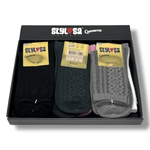 Stylosa Inverno 2paia Calza Corta Donna Intarsiata In Tinta Morbida E Calda Art. W172