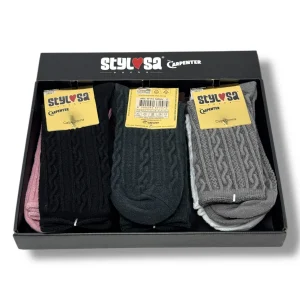 Stylosa Inverno 2paia Calza Corta Donna Intarsiata In Tinta Morbida E Calda Art. W174