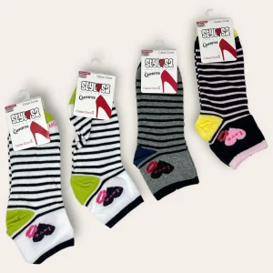 Stylosa - Pacco Da 4 Calzino Corto Donna Fantasia In Cotone Colori Assortiti  Art.758