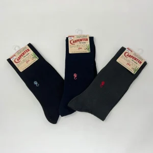 Carpenter - 3 Paia Di Calza Uomo Lunga In Bamboo Ecosostenibile Tinta Unita Con Disegno