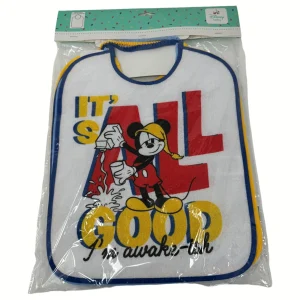 Disney - 6 Pezzi Bavetta Media In Spugna E Retro In Pvc Con Elastico Maschietto  Art. Wd9554