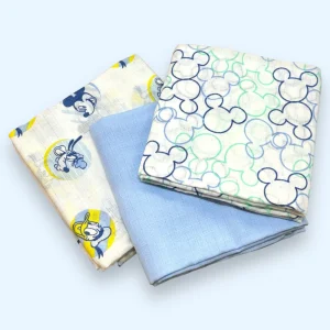 Disney - Set 3 Pezzi Quadrato Garza Stampato Multicolore In Puro Cotone  Art. Wx6103