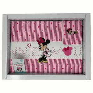 Disney Baby Completo Lenzuola 3 Pezzi Carrozzina Stampa Minnie Mouse 90x120  Art. Ec0332wd