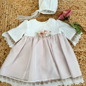 Abito battesimo bimba con cuffietta