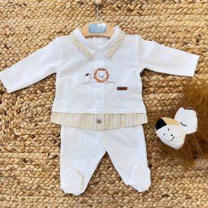 COPRIFASCE NEONATO CON RICAMO LEONCINO