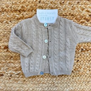 Cardigan neonato lana e cashmere beige