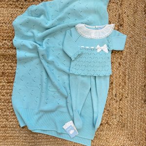 Coordinato neonata in maglia con copertina coordinata| primavera - estate