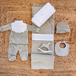 Set Nascita neonata ciniglia beige