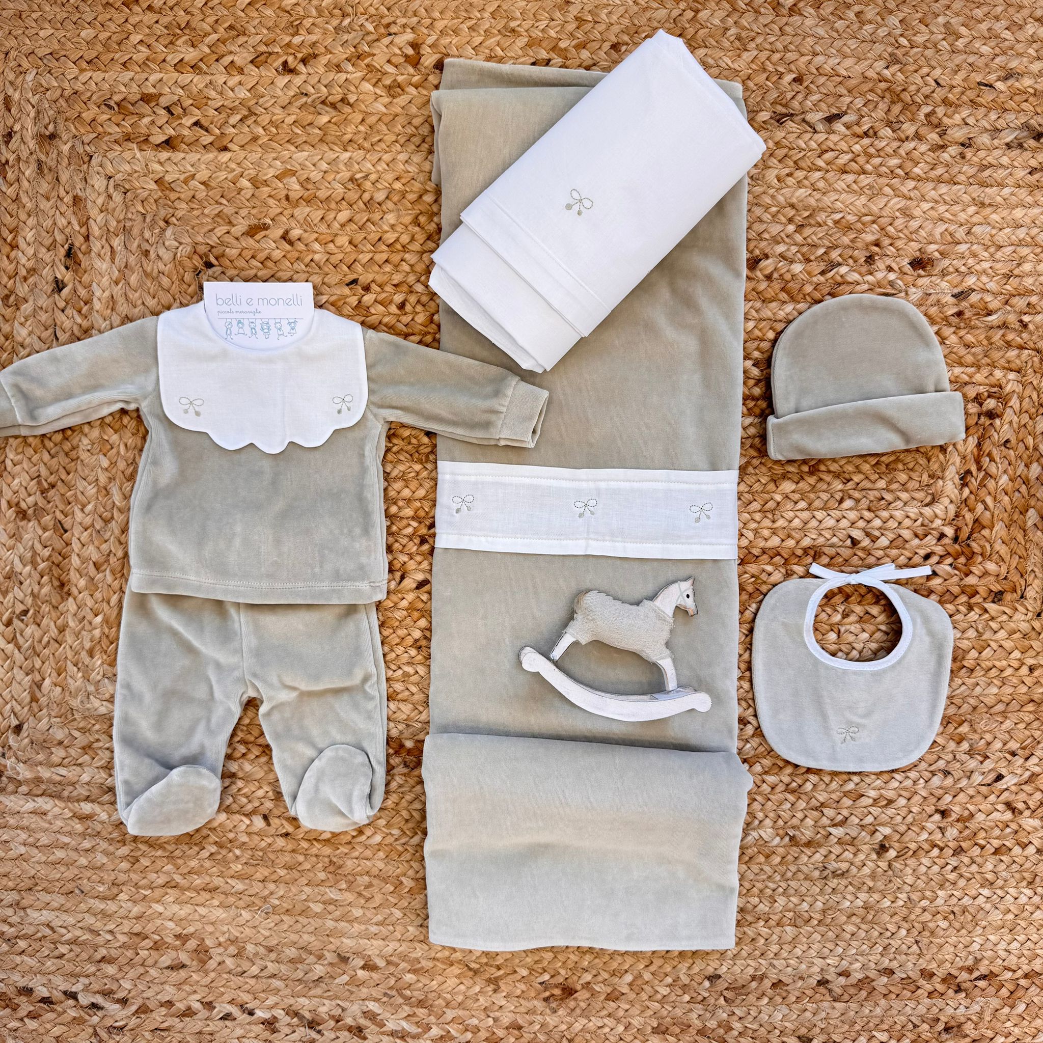 Set Nascita neonata ciniglia beige