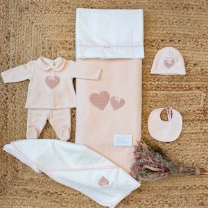 Coordinato uscita clinica caldo cotone cuori rosa