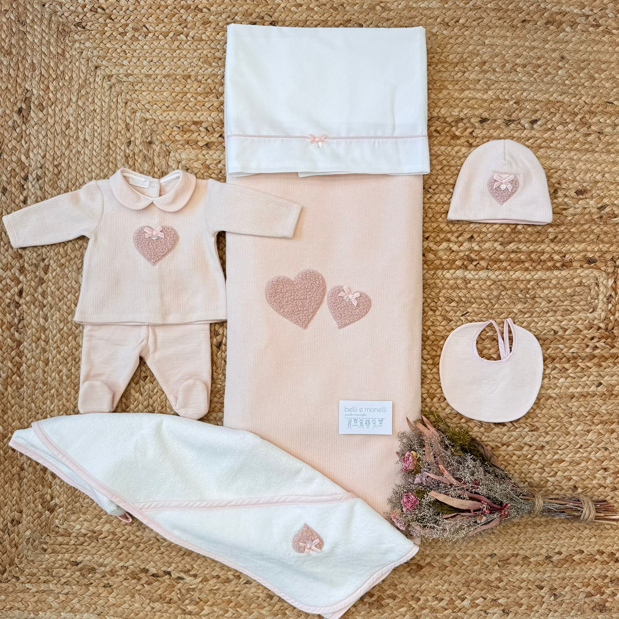 Coordinato uscita clinica caldo cotone cuori rosa - immagine 2