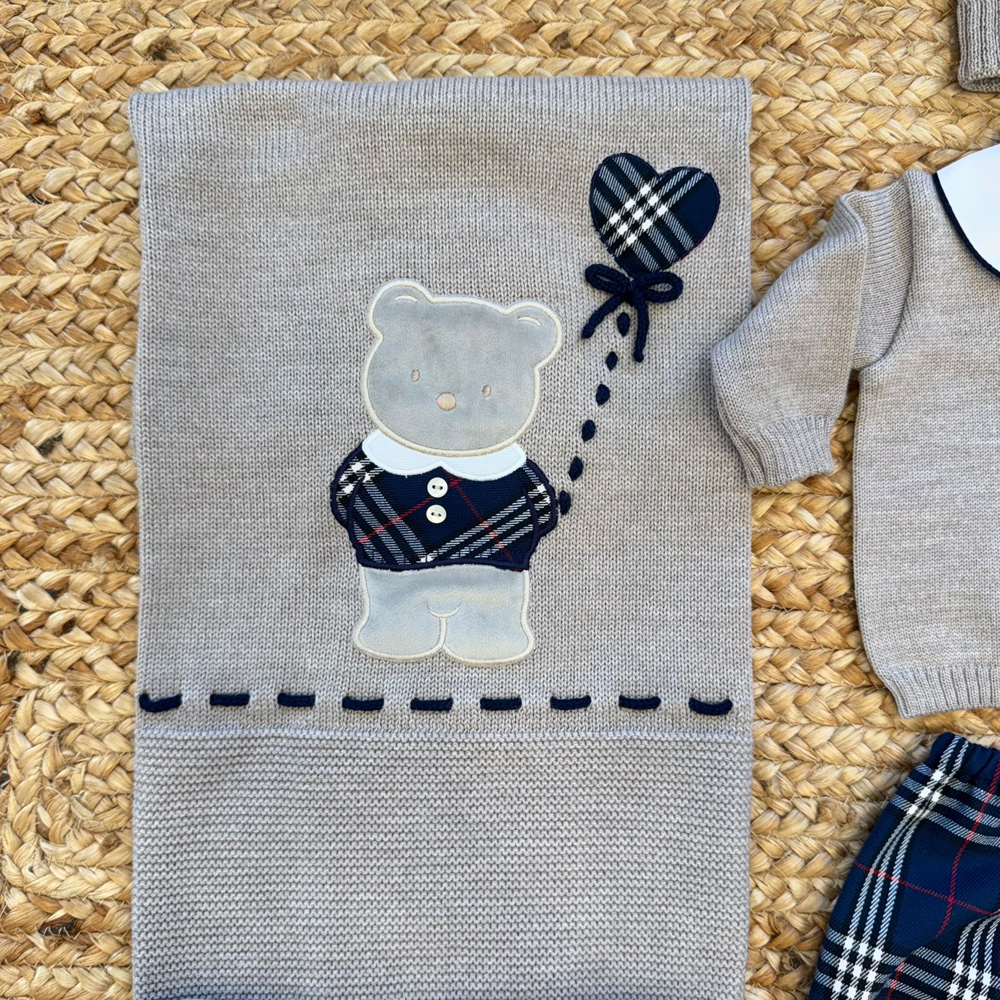 Uscita clinica neonato 100% lana tortora scozzese - immagine 6