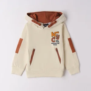Felpa con cappuccio bambino beige e marrone