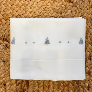 Set lenzuola con coniglietti ricamati a mano