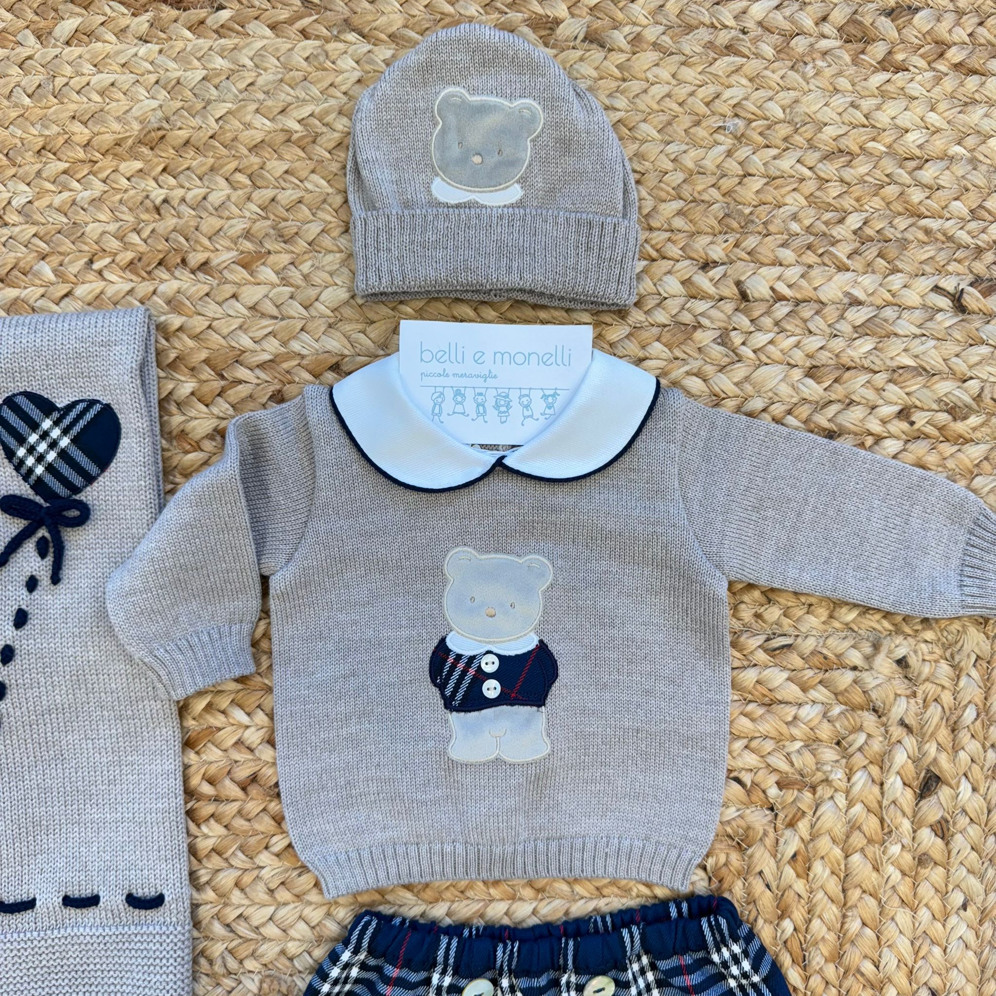 Uscita clinica neonato 100% lana tortora scozzese - immagine 5