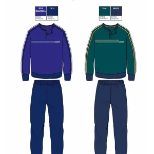 El Charro - Pigiama Con Collo Serafino Uomo Lungo In Jersey Puro Cotone Con Stampa Art. Elp08