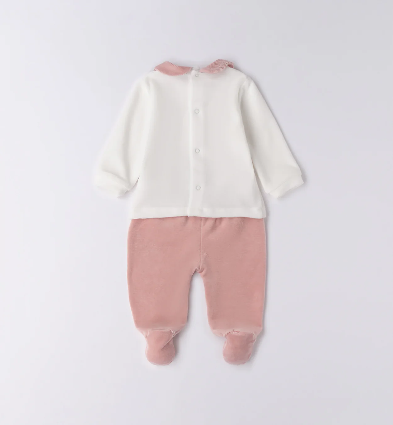 Tutina neonata ciniglia rosa con orsetto cuore - immagine 4