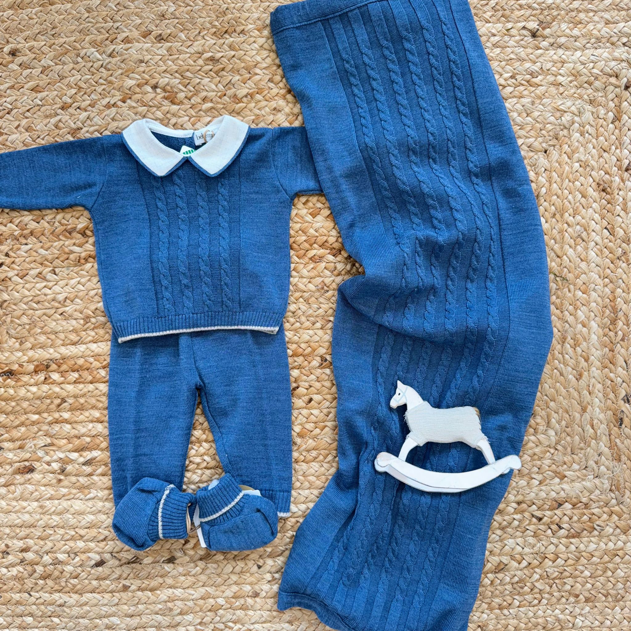 Set nascita neonato blu con trecce - immagine 2