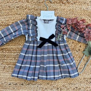 Vestito a quadri con fiocco blu