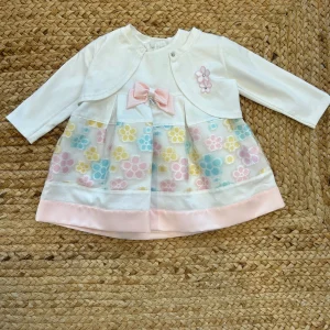 ABITO CON GIACCHINA E FIORI PASTELLO