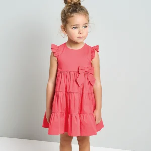 ABITO BAMBINA CORALLO CON BALZE E FIOCCO LATERALE