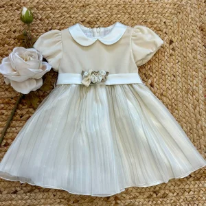 Abito battesimo bambina beige dorato