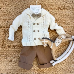 Abito  bimbo con papillon e cardigan