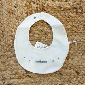 BAVAGLINO NEONATI BIANCO CON POIS VERDE SALVIA