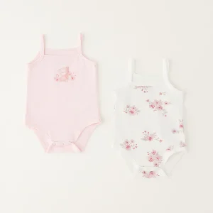 Body neonata in 100% cotone spallina sottile fantasia floreale