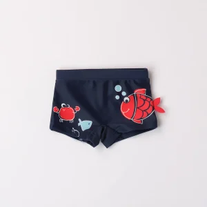 BOXER COSTUME NEONATO BLU CON STAMPA PESCE E GRANCHIO
