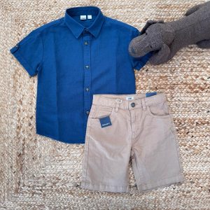 CAMICIA IN LINO E PANTALONCINI COTONE BAMBINO