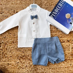 CAMICIA CON PAPILLON E PANTALONCINI BLU