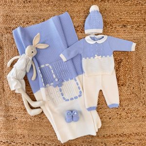 USCITA CLINICA AZZURRO E PANNA IN LANA MERINO |NUOVA COLLEZIONE