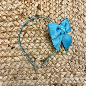 Cerchietto siena bimba fiocco raso e velluto turchese