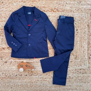 COMPLETO BAMBINO BLU NAVY CON DETTAGLI ROSSI