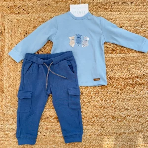 Completo bambino maglia azzurra e pantalone blu