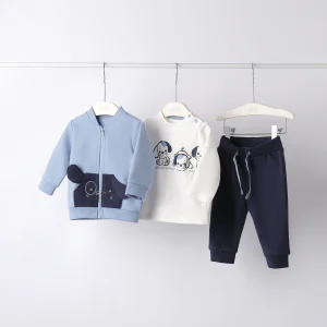 Completo 3 pezzi caldo cotone neonato blu