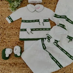 Uscita Clinica bianca e verde bosco in filo di cotone