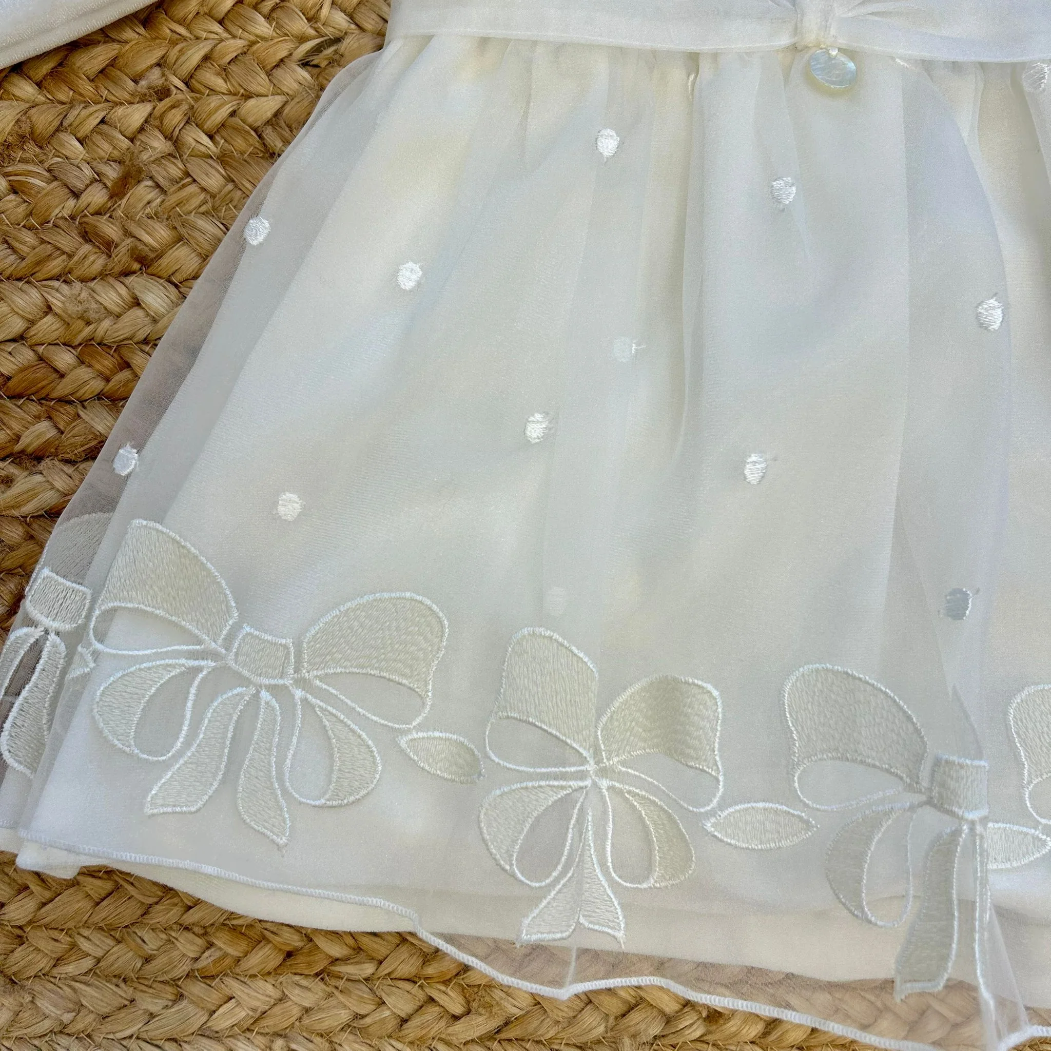 Abito battesimo bambina panna - immagine 3