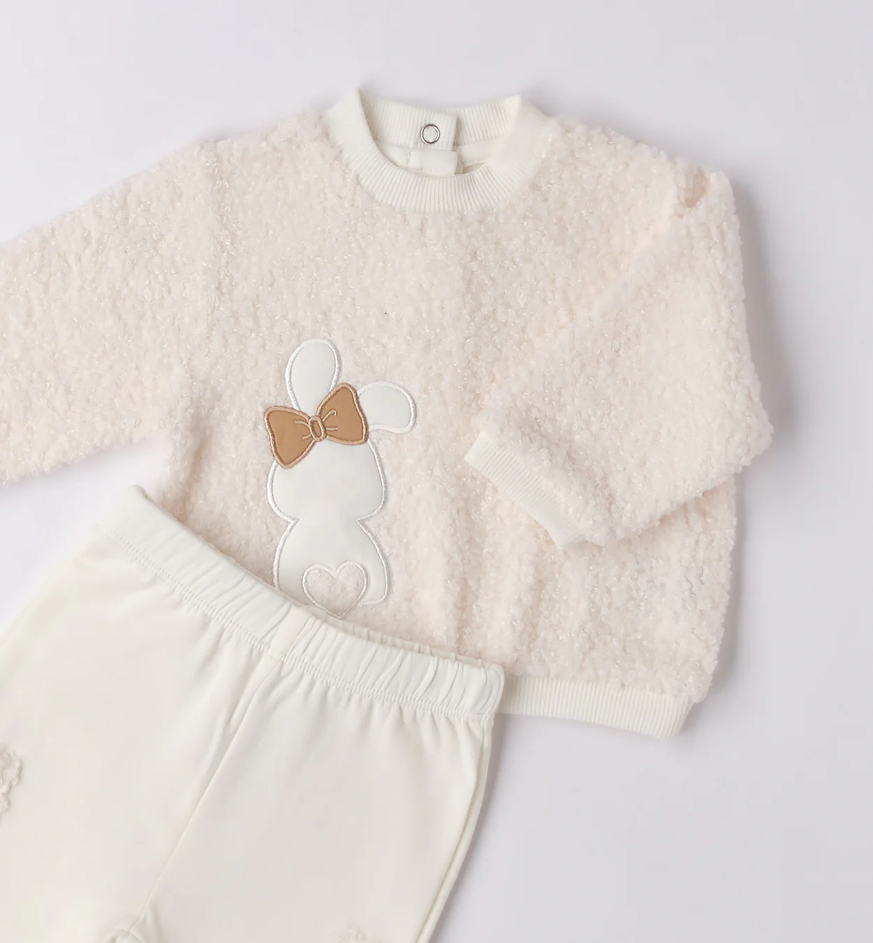 Tutina neonata panna con coniglio - immagine 3