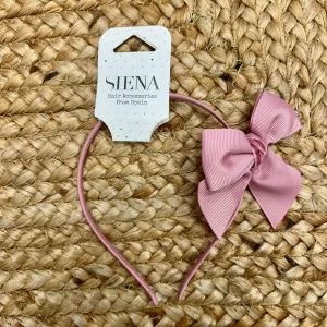 Siena cerchietto bimba rosa raso con centro velluto