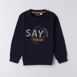 Felpa bimbo blu con stampa SAY CHEESE
