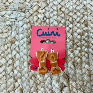 Cuini fermagli bimba velluto cammello