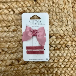 Siena fermagli bimba rosa velluto
