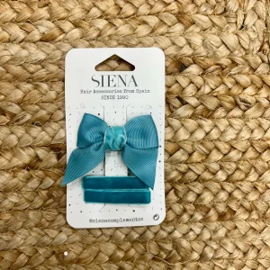 Siena fermagli bimba turchese velluto