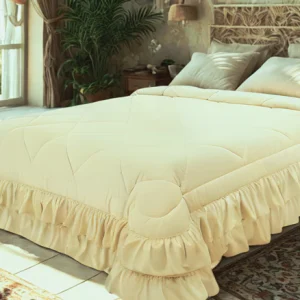 Trapunta Cassandra in velluto di cotone doppia rouche Colore Sabbia