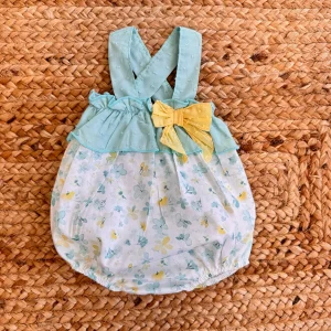 PAGLIACCETTO CON FIOCCO GIALLO E STAMPA FIORI