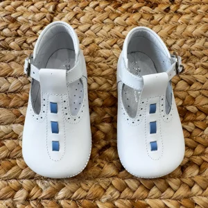 SCARPA CULLA PELLE BIANCA AZZURRA