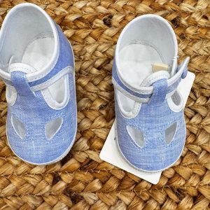SCARPA CULLA MODELLO OCCHIO DI BUE IN LINO AZZURRO