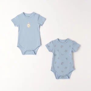 Set 2 body neonato 100% cotone azzurro cielo